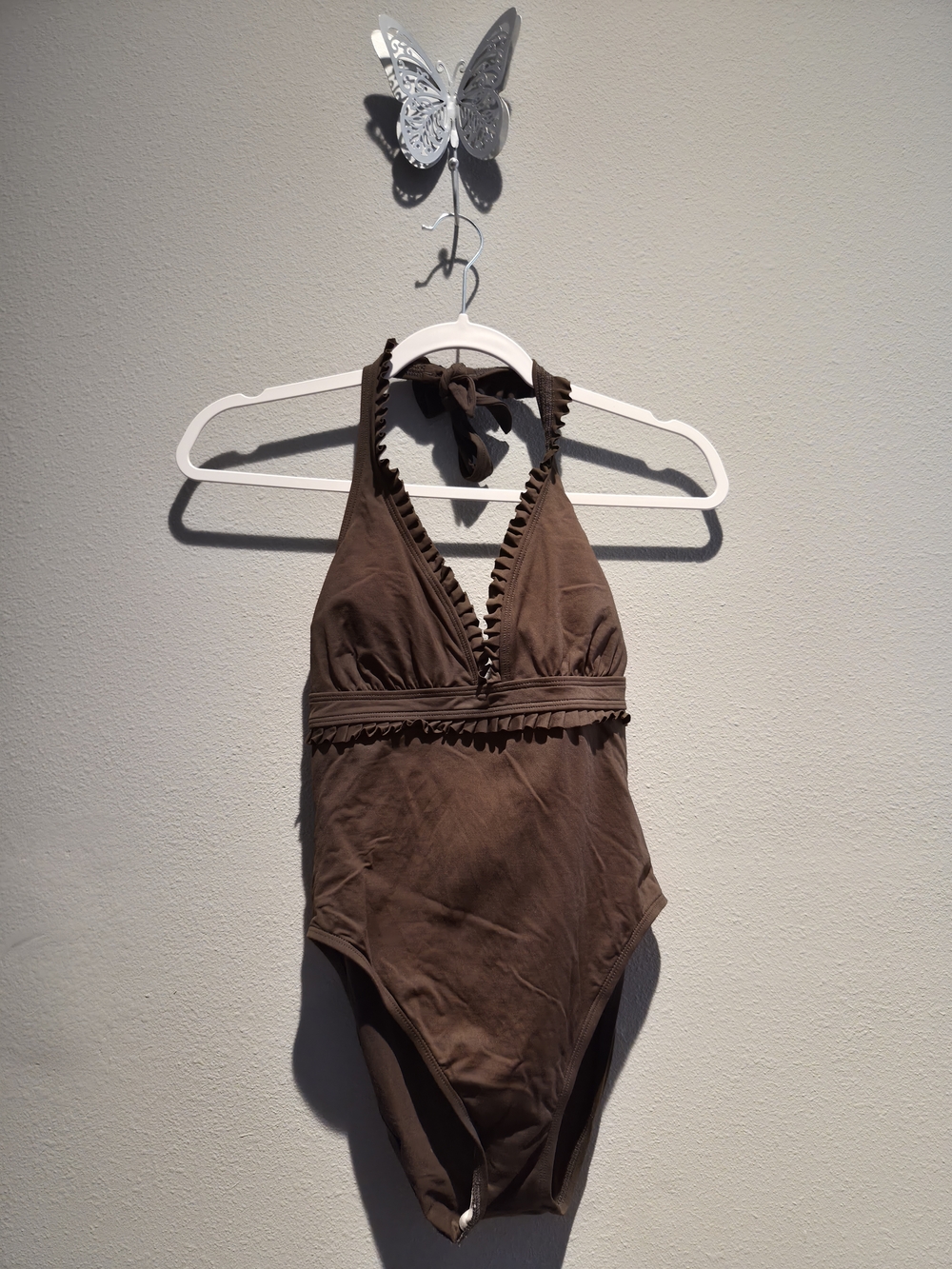 Anne Cole Brown Halter One-Piece Swimsuit